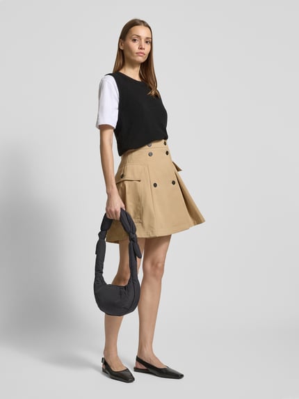 Lefrik Handtas met knoopdetails, model 'BIWA' Zwart - 1