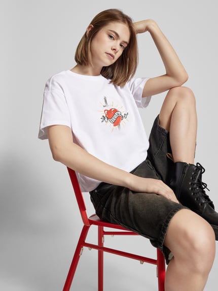 REVIEW T-shirt z nadrukiem z motywem i logo Biały 3