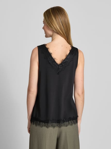 FREE/QUENT Trägertop aus Satin mit Spitzenbesatz Modell 'Bicco' Black 5