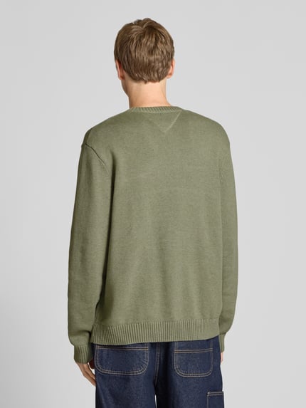 Tommy Jeans Regular Fit Strickpullover aus reiner Baumwolle Oliv Melange 5