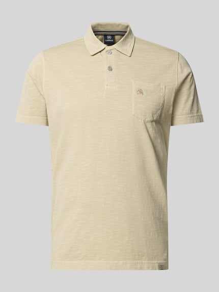 Produktfoto, Regular Fit Poloshirt mit Brusttasche von Lerros in Beige aus Reiner Baumwolle, Polokragen, kurze Knopfleiste, Logo-Stitching