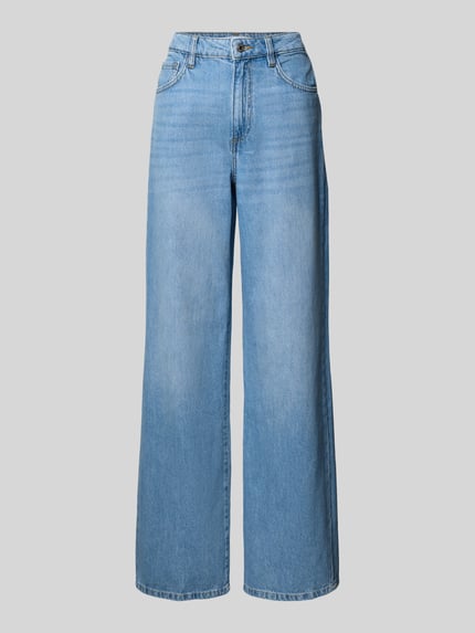 Produktfoto, Wide Fit Jeans mit Knopfverschluss Modell 'DANILA' von Mango in hellblauem Denim, 5-Pocket-Design, reine Baumwolle, gerade Form