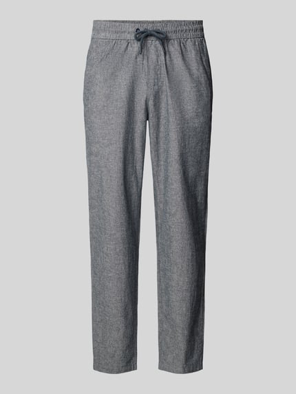 Produktfoto, Hose aus Baumwoll-Leinen-Mix mit elastischem Bund von Blend, Modell 'ABAN', grau, Regular Fit, strukturierte Oberfläche
