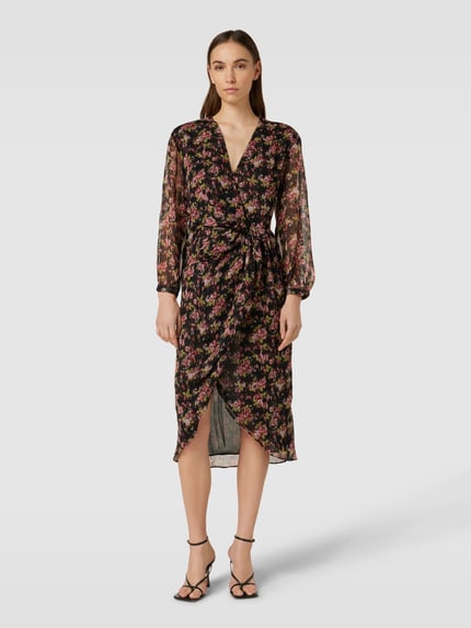 MANGO Knielanges Kleid mit floralem Allover-Muster Modell 'CAROL' Black 4