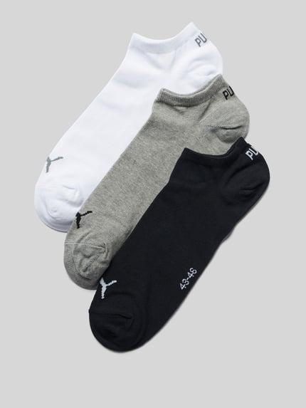 Productfoto, Sneakersocken mit Logo im 3er-Pack van PUMA, heren katoenmix met stretch, nauwsluitend, logo, set van 3, zwart, grijs, wit