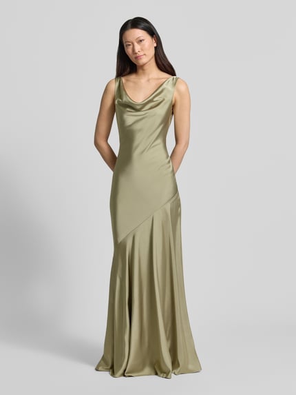 Mascara Abendkleid mit Wasserfall-Ausschnitt und breiten Trägern Oliv 4