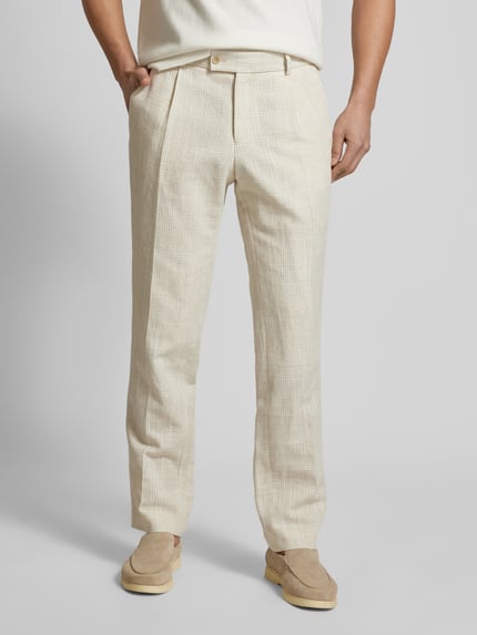 CG – CLUB of GENTS Regular Fit Anzughose mit Leinen-Anteil Modell 'Peter' Beige 4