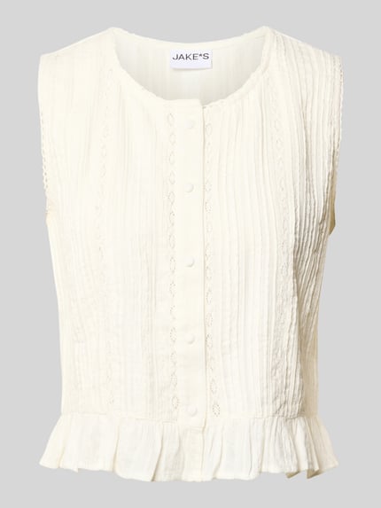 Top bluzkowy z listwą guzikową i szydełkową koronką Shop The Look MANNEQUINE