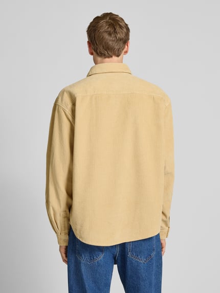 REVIEW Regular fit corduroy overhemd met labeldetail Beige - 5