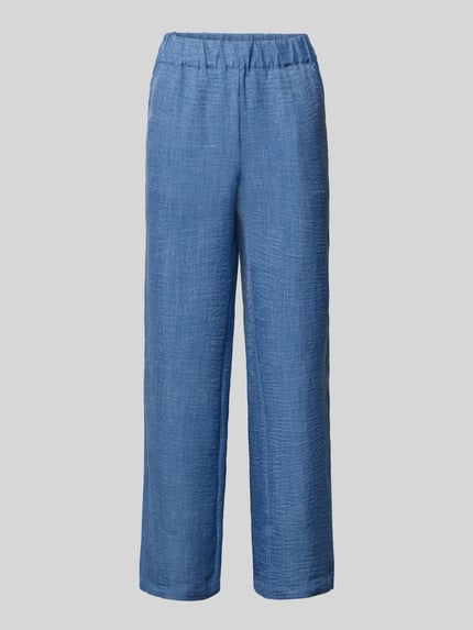 Produktfoto, Hose in Denim-Optik Modell 'CHARISSA' von Soyaconcept, Damen, Wide Leg, Elastischer Bund, blaue Struktur, Bundweite 36 cm, Innenbeinlänge 75 cm, Größe S