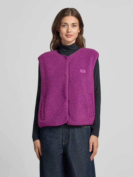 Jake*s Casual Regular Fit Weste aus Teddyfell Violett 4