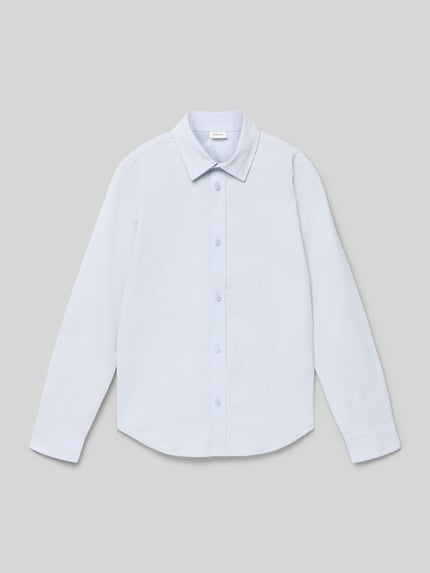 Produktfoto, Slim Fit Businesshemd aus Baumwoll-Mix von s.Oliver RED LABEL, gładki jasnoniebieski, długi rękaw, guzik, Kent kołnierzyk