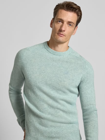 MCNEAL Regular Fit Strickpullover aus reiner Wolle Helltuerkis Melange 3
