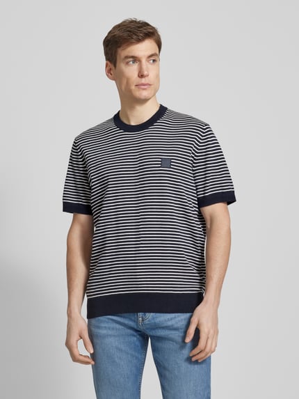BOSS Orange T-Shirt aus Baumwoll-Kaschmir-Mix Modell 'Kanache' Dunkelblau 4