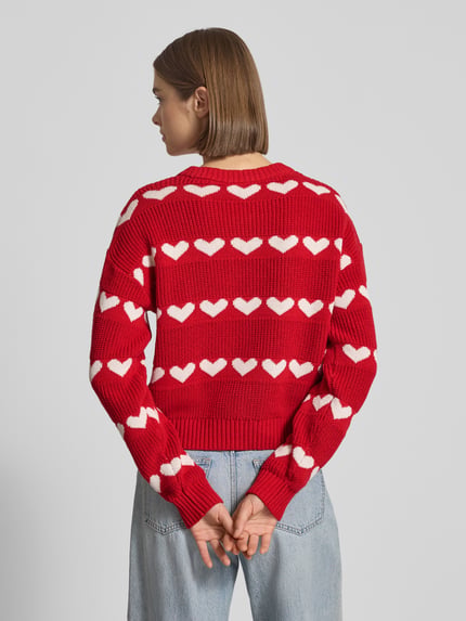 NOISY MAY® Strickpullover mit Rundhalsausschnitt Modell 'BLITZEN' Rot 5