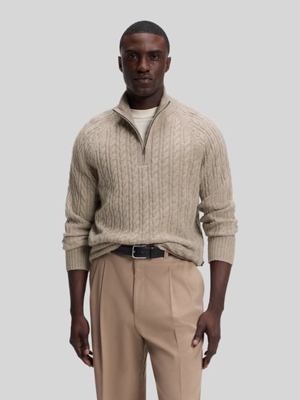 BOSS Pullover aus Wolle mit halbem Reißverschluss Beige 4