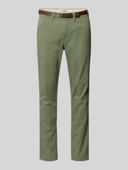 JACK & JONES Slim Fit Stoffhose mit abnehmbaren Gürtel Modell 'Marco' Oliv 2
