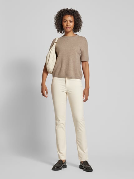 Christian Berg Woman Slim fit corduroy broek met katoen Ecru - 1