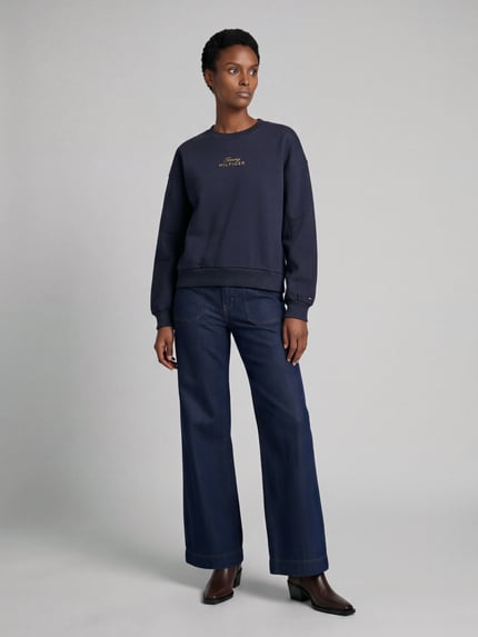 Tommy Hilfiger Sweatshirt mit Logo-Schriftzug Dunkelblau 1