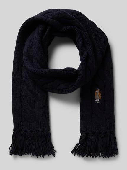 Polo Ralph Lauren Wollen sjaal met franjes Marineblauw - 1