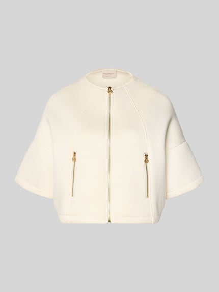 Productfoto, Jacke mit 1/2-Arm und Reißverschlusstaschen van Rinascimento, rechte pasvorm, ronde hals, stretch viscose-mix, crèmewit