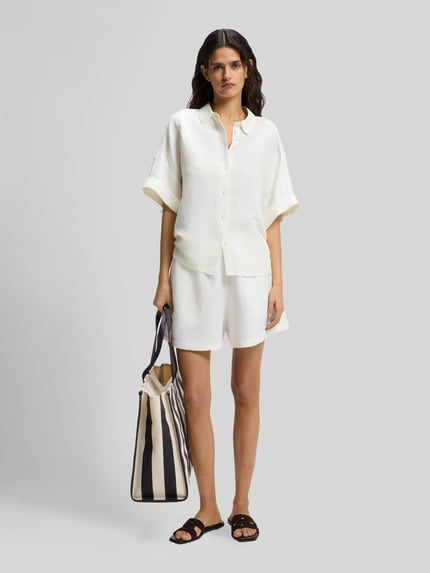 BOSS Orange regular fit blouse van mix van linnen en viscose model 'BISENAS' Offwhite - 1