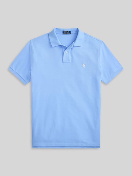 Produktfoto, Regular Fit Poloshirt aus reiner Baumwolle von Polo Ralph Lauren, hellblau, unifarben, Piqué-Struktur, Logo-Detail, Polokragen.