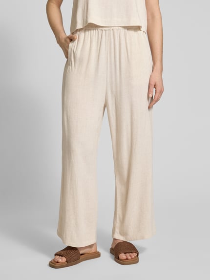 Jake*s Casual Wide fit stoffen broek met elastische band Beige - 4