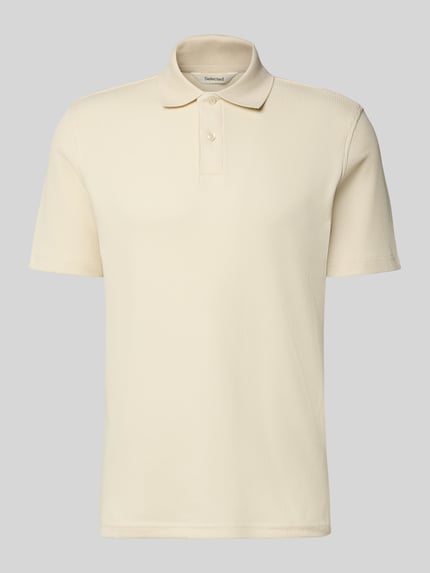 Produktfoto, Regular Fit Poloshirt aus Baumwoll-Mix Modell 'BLAZE' von SELECTED HOMME in Beige, strukturierte Oberfläche, Kurzarm, Polokragen, unifarben
