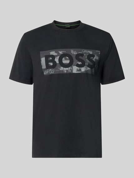 Regular Fit T-Shirt aus Baumwoll-Mix Modell 'TS_GLOBE LOGOPATTERN' Shop The Look MANNEQUINE