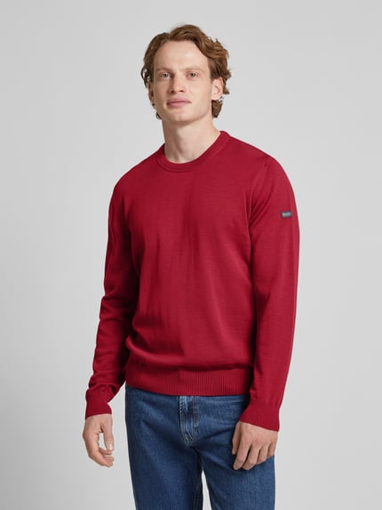 MAERZ Muenchen Regular fit gebreide pullover van zuivere scheerwol Bordeaux - 4