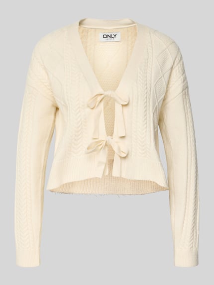 ONLY Regular Fit Strickjacke aus Viskose-Mix Modell 'FIA' Offwhite 2