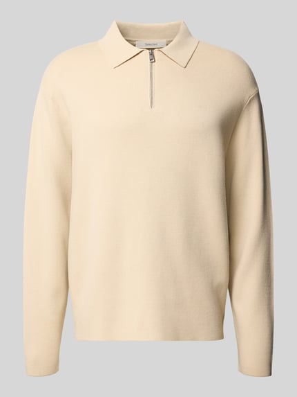 Selected Regular Fit Pullover mit Half Zip Offwhite 1