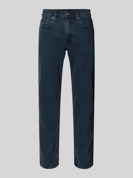 Produktfoto, dunkelblaue Tapered-Fit Jeans aus Baumwoll-Mix Modell '502™ TAPER' von Levi's®, gerade Form, glatte Textur, Herren Tapered Fit Jeans
