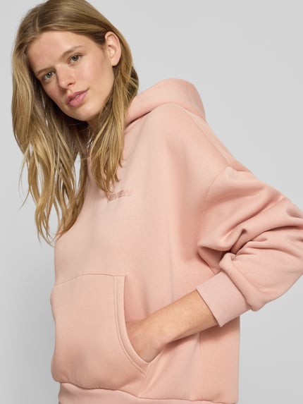 REVIEW Hoodie mit überschnittenen Schultern und Känguru-Tasche Altrosa 3