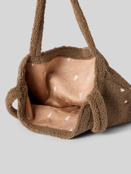 Studio Noos Tote Bag mit Allover Logo-Stitching Modell 'Teddy' Taupe 5