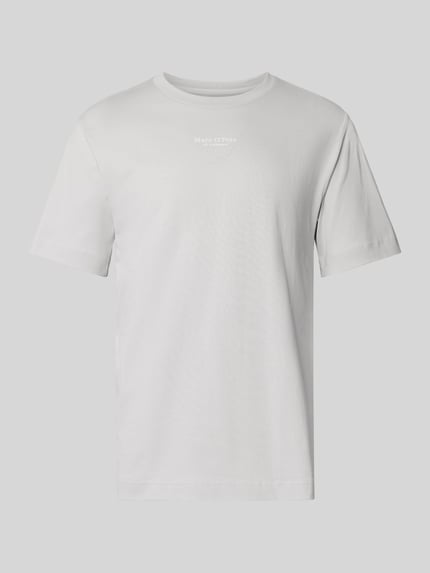 Produktfoto, Regular Fit T-Shirt aus reiner Baumwolle von Marc O'Polo, biały, gładki jersey, krótki rękaw, okrągły dekolt, nadruk z logo
