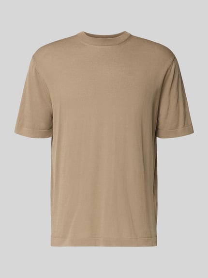 T-Shirt mit geripptem Rundhalsausschnitt Shop The Look MANNEQUINE