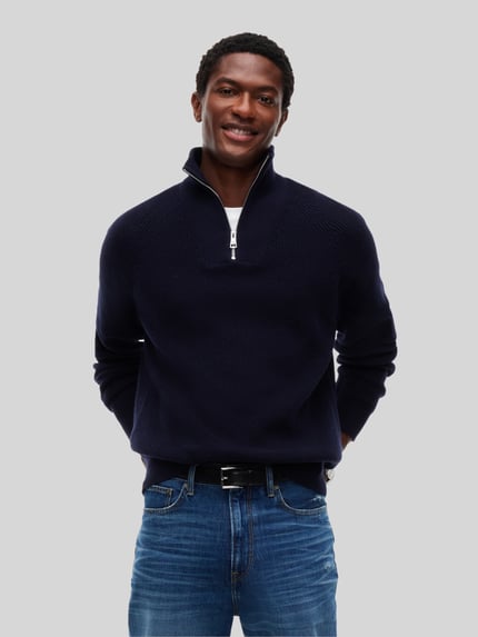 Tommy Hilfiger Regular Fit Troyer mit Woll-Baumwoll-Anteil  Marine 4