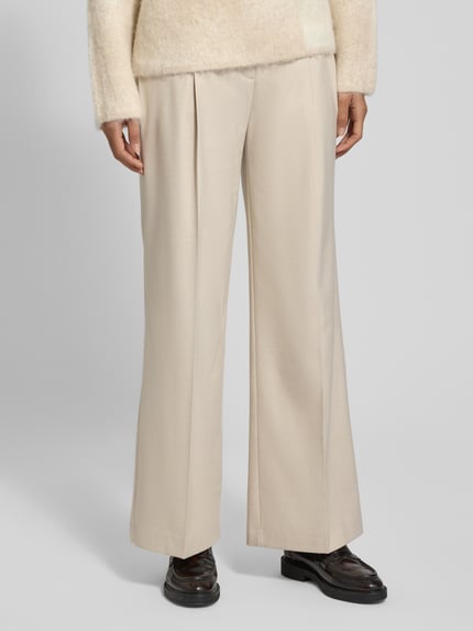 someday. Stoffen broek met bandplooien, model 'Catsby' Beige gemêleerd - 4
