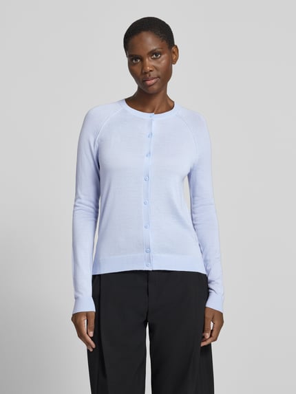 BOSS Slim Fit Strickjacke aus reiner Schurwolle Modell 'Fonami' Hellblau 4
