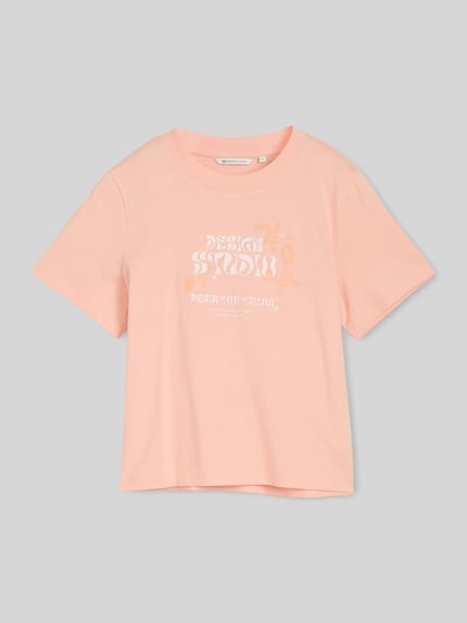 Tom Tailor Denim męski t-shirt o kroju regular fit z czystej bawełny Morelowy 2