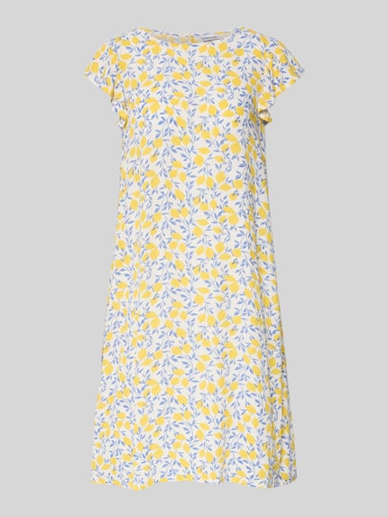 PIECES Regular Fit Sommerkleid aus reiner Viskose Modell 'BARRI' Hellgelb Melange 2