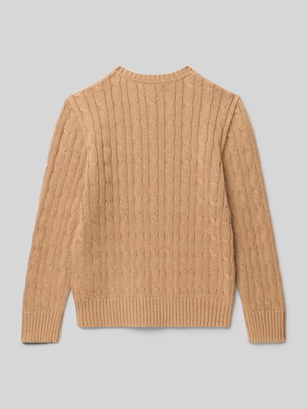 Polo Ralph Lauren Teens Gebreide pullover met kabelpatroon en ronde hals Camel - 3
