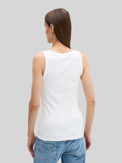 Marc O'Polo Slim fit tanktop van katoenmix Wit - 5