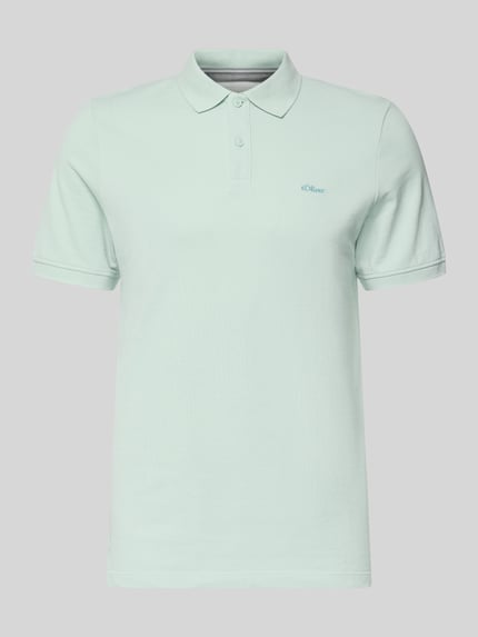 Produktfoto, Regular Fit Poloshirt aus reiner Baumwolle von s.Oliver RED LABEL in Unifarbe, Polokragen, kurzarm, Piqué-Struktur, Label Stitching