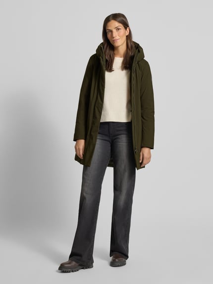 Save The Duck Parka met gevoerde opstaande kraag, model 'Nellie' Olijfgroen - 1
