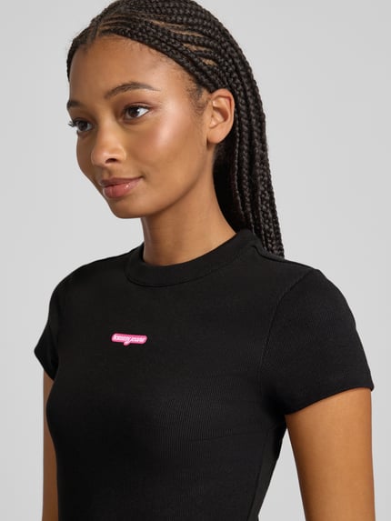 Tommy Jeans Schmales Minikleid aus Ripp Black 3