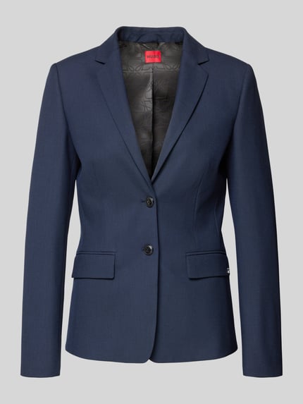 Produktfoto, Slim Fit Longblazer mit Viskose-Anteil Modell 'ADALAS' von HUGO, Optik: Unifarben, Reverskragen, 2-Knopf-Verschluss, Schulterpolster, Pattentaschen