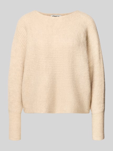 ONLY Regular Fit Strickpullover mit Fledermausärmel Modell 'DANIELLA' Ecru Melange 2